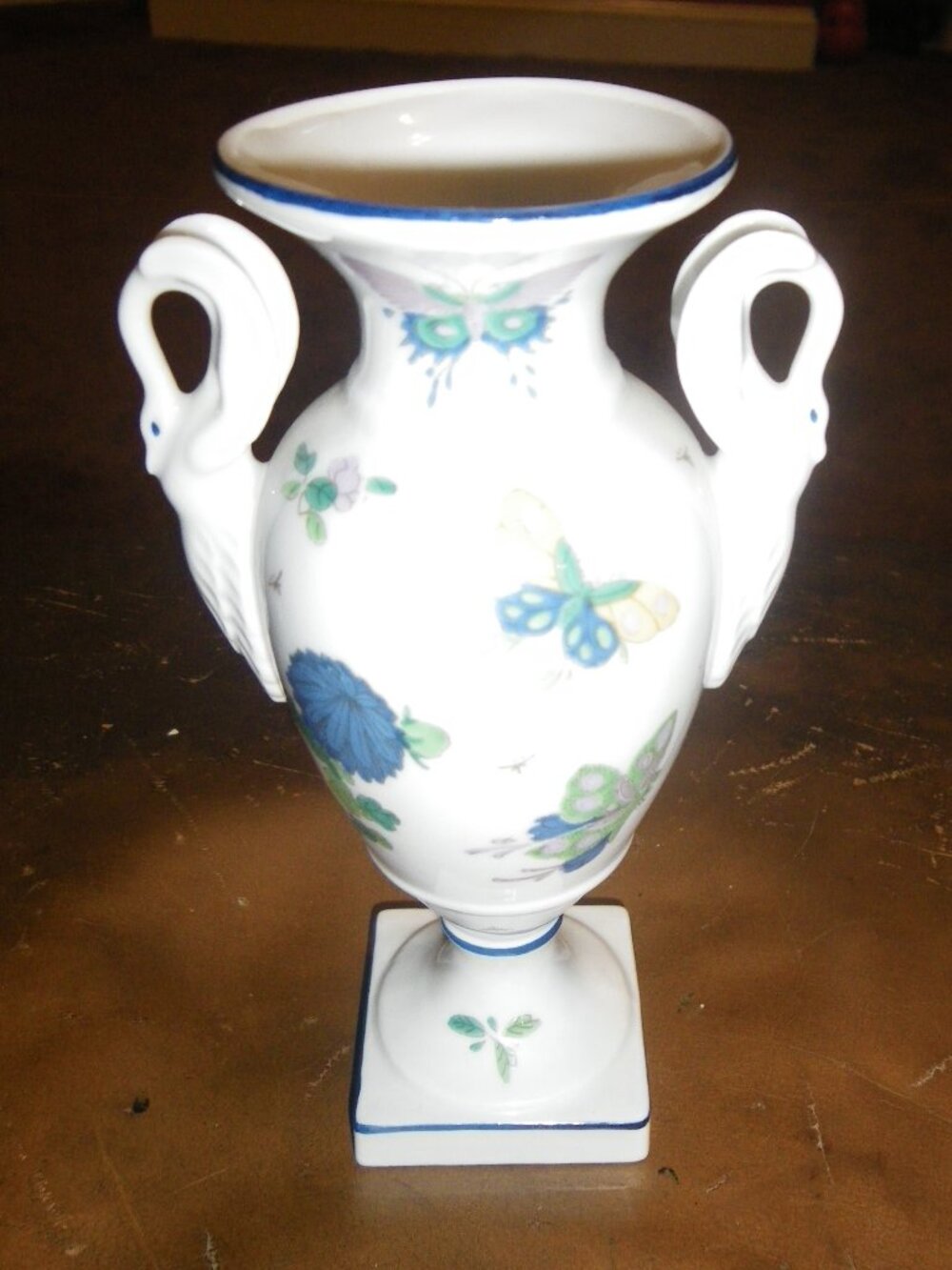 Vintage Small Ceramic Vase w/ Swan Handles - Picture 2 of 2